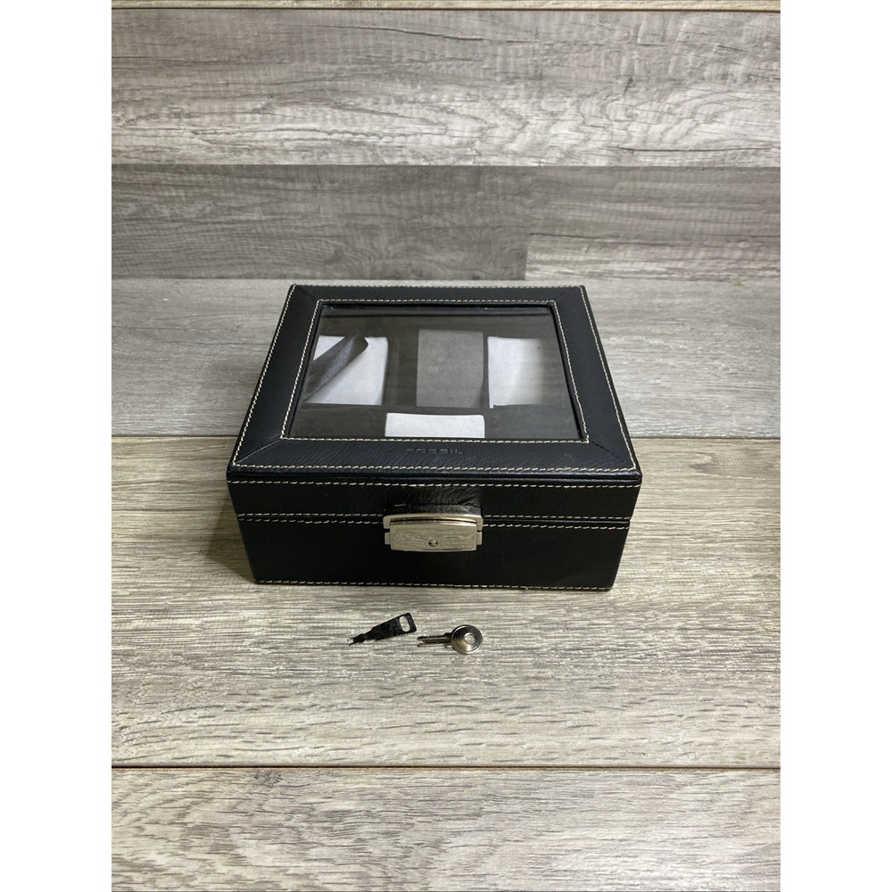 Fossil Watch Display Case Jewelry Box Organizer Storage Container Holder Black